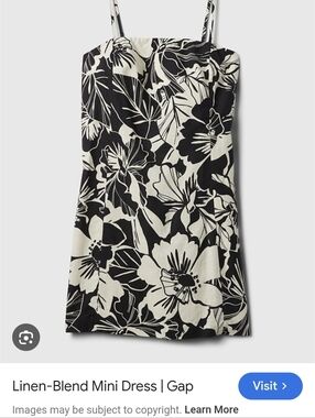 GAP Black & Cream Floral Spaghetti-Strap Mini Dress